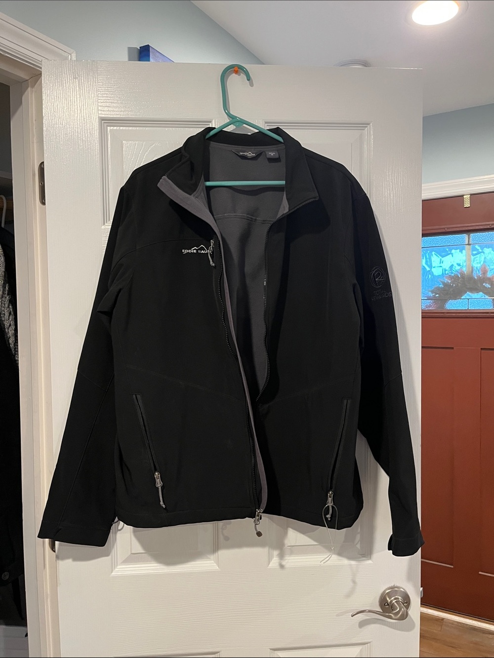 Eddie Bauer Black Softshell Jacket with Gray Interior Trim